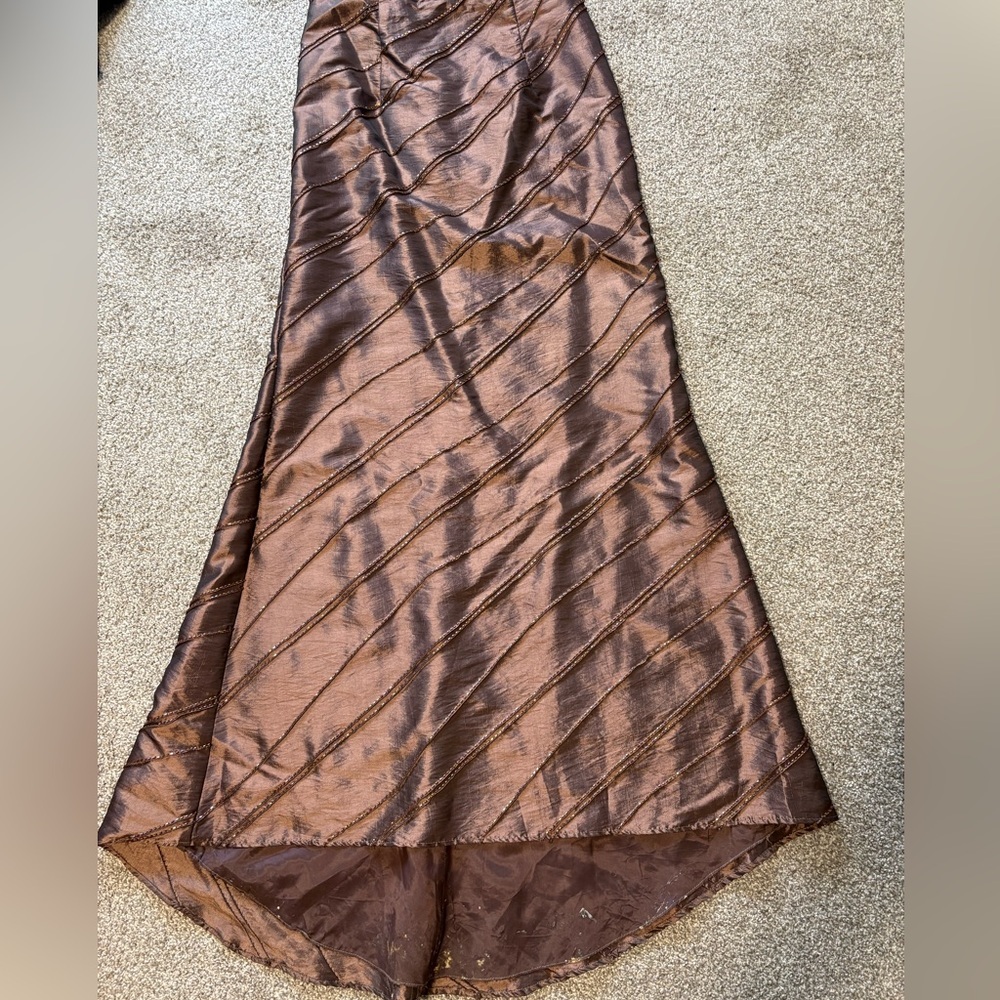 Mon Cheri Evening Vintage Elegant Brown Beaded Full‎ Length Maxi Skirt Size 8